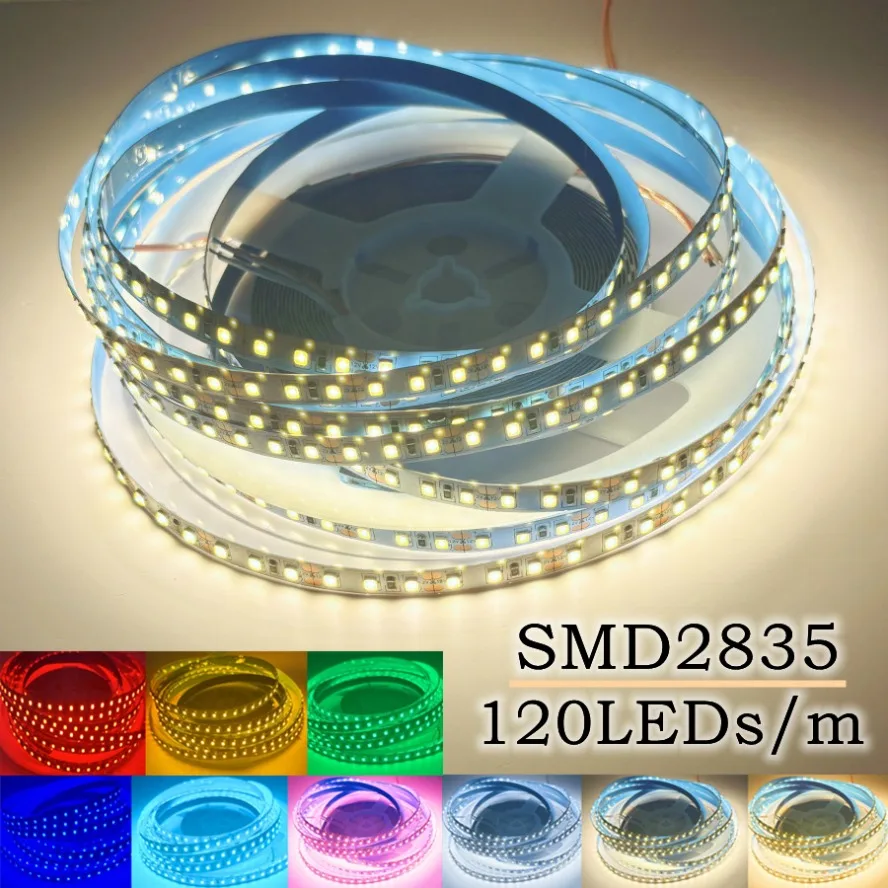 2835 LED Strip 120LEDs/m DC12V 24V Home Lamp Strip Decor Red Ice Blue Green Yellow Pink 2835 Flexible And Cuttable Soft Lamp Bar