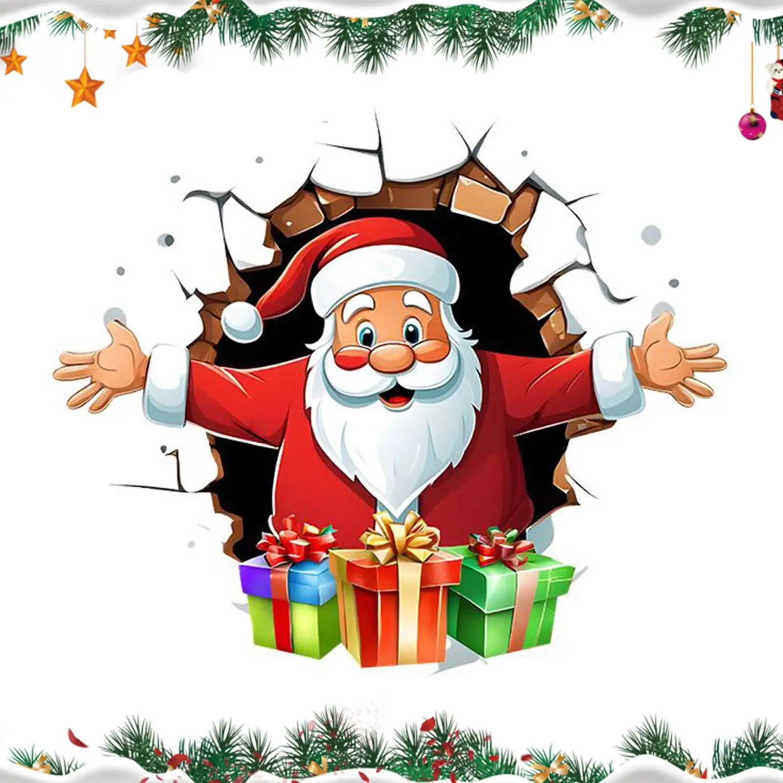 Bathroom Stickers Funny Bathroom Lid Cover Santa Claus Breaking The Wall Christmas Wall Decals For Restroom Kitchen Bedroom Door