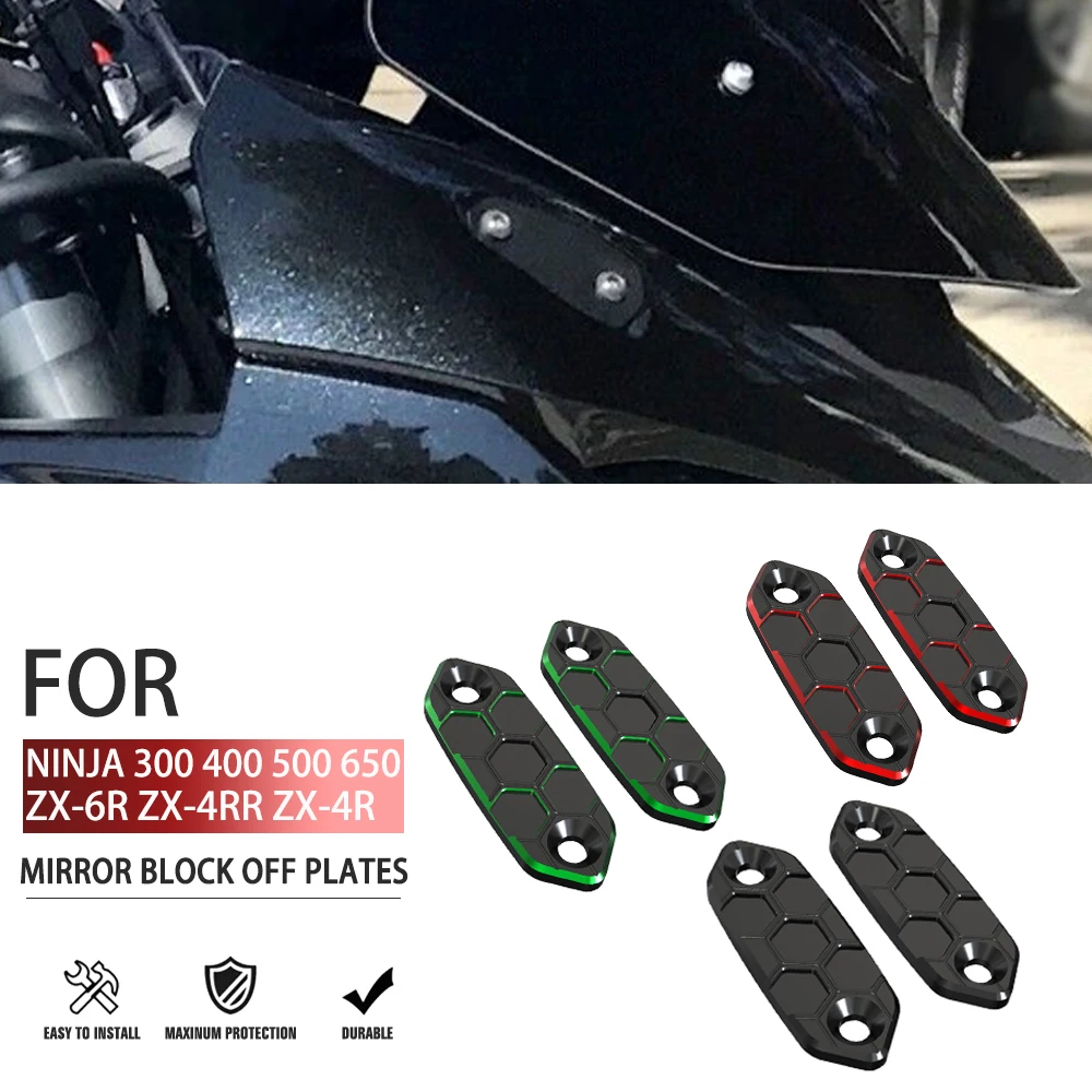 

For Kawasaki ZX-4R 2023-2025 ZX 4RR 2024 2025 Ninja 500 600 Motorcycle Rear Mirror Block Off Plates Bracket Hole Cap Clamp Cover