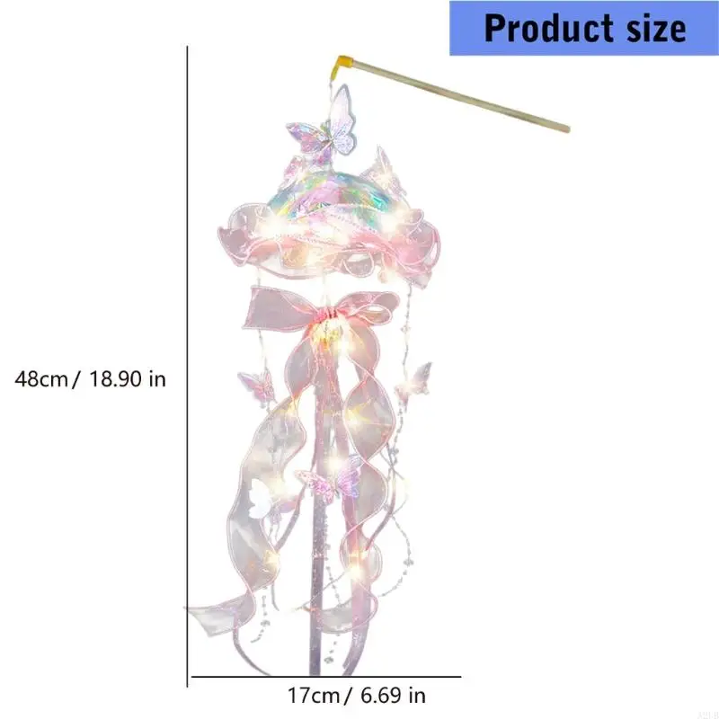 Light Up Jellyfish Lantern Decor Set with Warm Glow Butterfly Ribbon Detail for Kids Festival Display Evening Party Decor A2UB