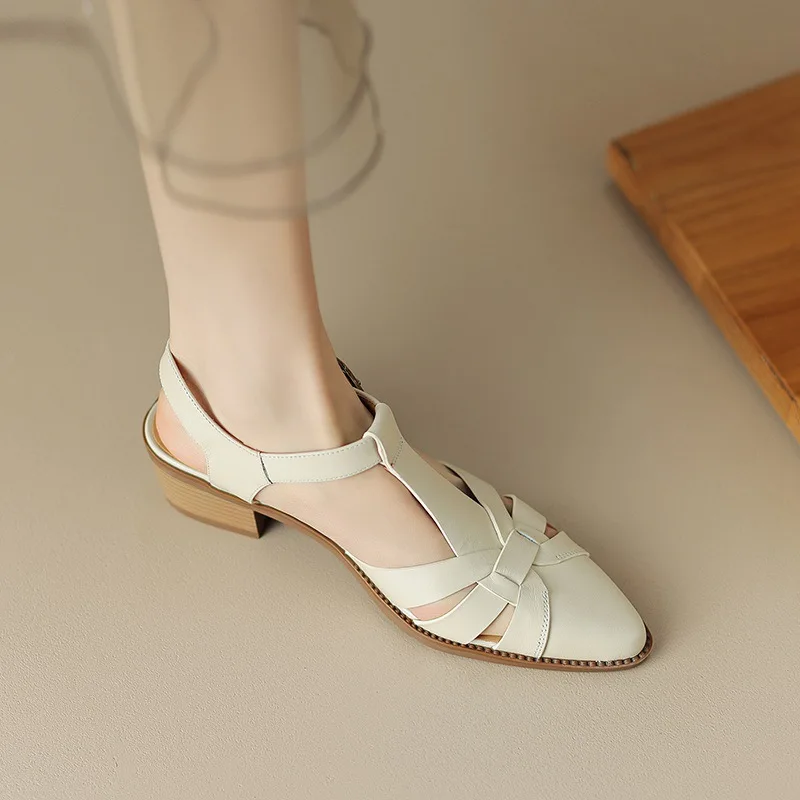 

Women's Sandals Summer Shoes Retro Mid-high Heels Glassmen Shoes Casual Comfortable Thick Heel Sandals Women Zapatos De Mujer