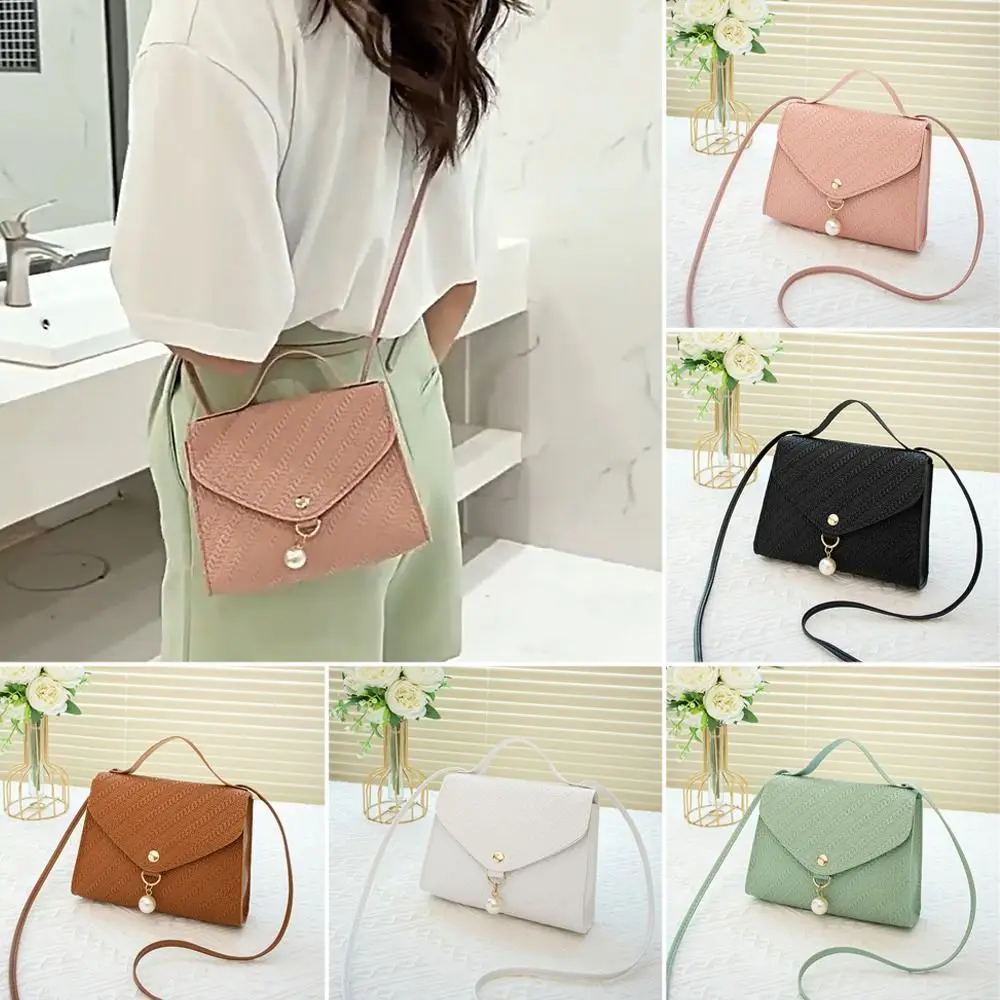 Women Stylish PU Leather Sling Bags Solid Color Shoulder Bags Simple Messenger Bag Girls Phone Bag Purse Leisure Handbags