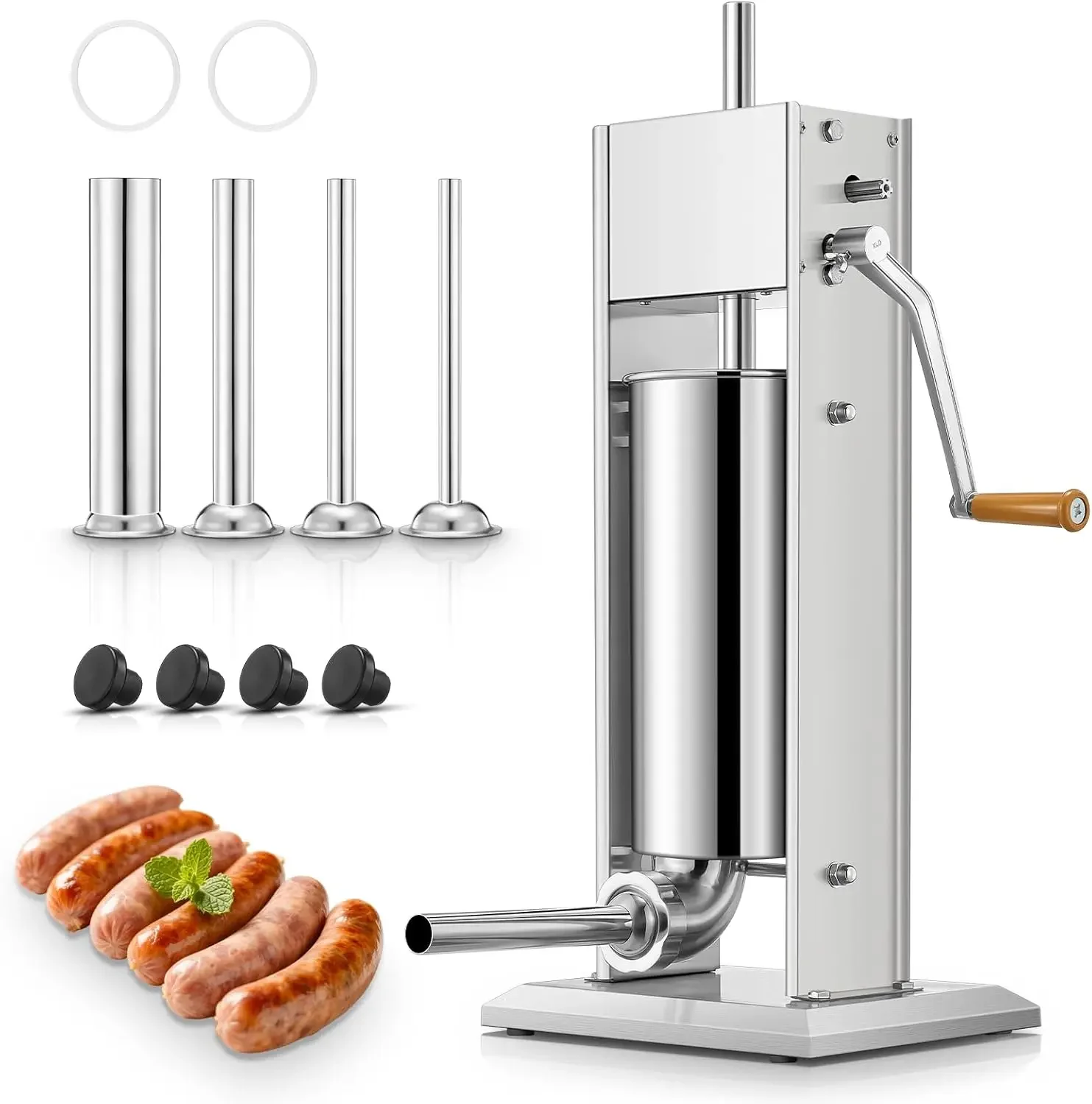 

Manual Sausage Stuffer 5L/11LB 304 Stainless Steel, Dual-Speed Sausage Filler with 4 Stuffing Tubes, Air Release Valves&Tiltable