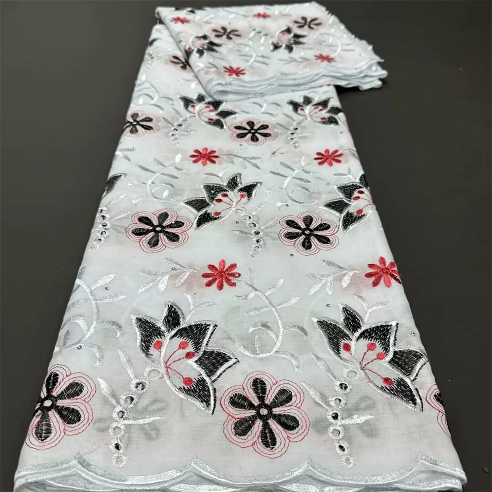 

African Cotton Lace Fabric 2024 High Quality Swiss Voile Lace In Switzerland Lace Fabric Nigerian For Woman Evening Party Dress
