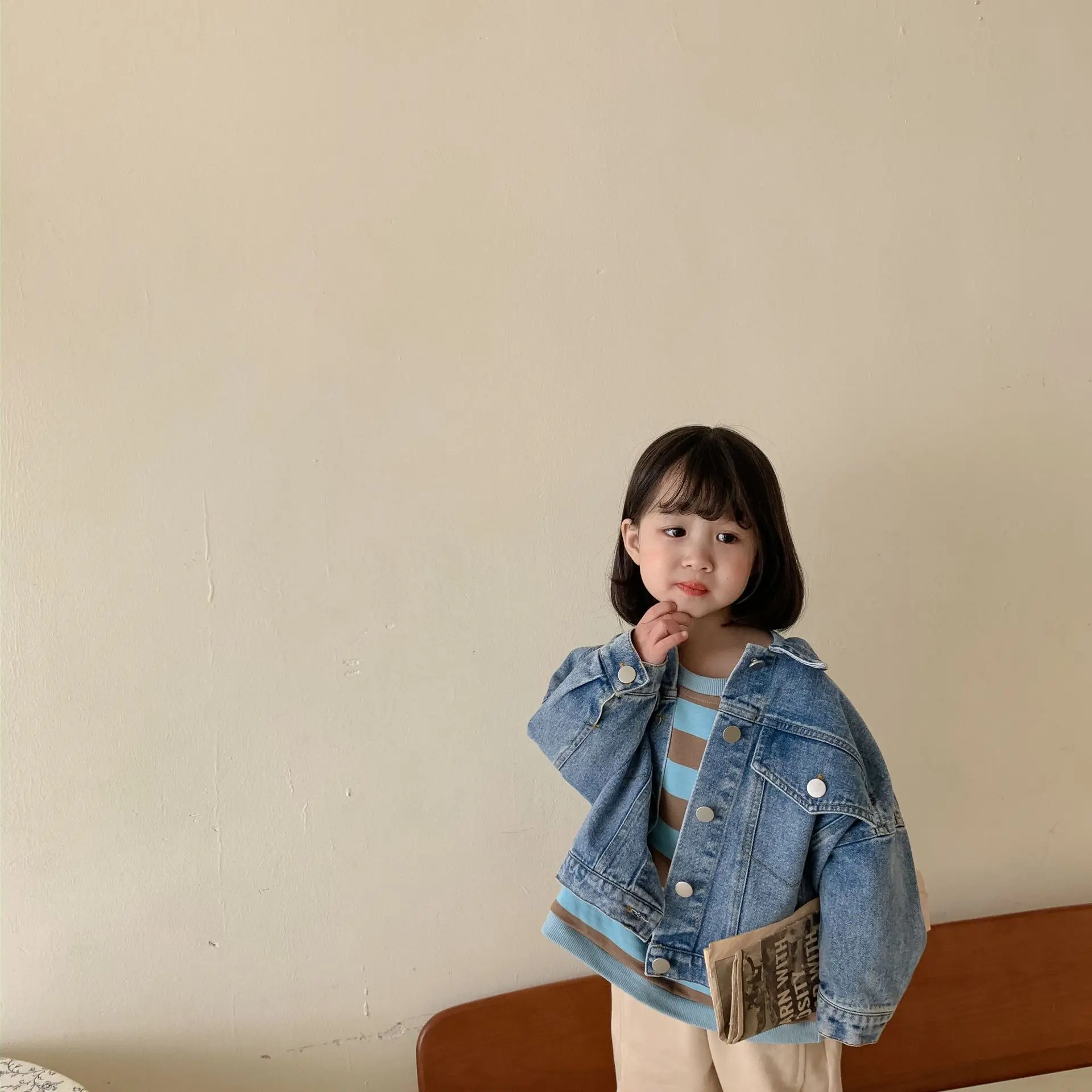 Stern Patch kleine Mädchen Jeans jacken Kinder Mädchen Oberbekleidung Mantel neue Frühling Herbst Mode Mädchen Jeans Jacke Kinder Outfit