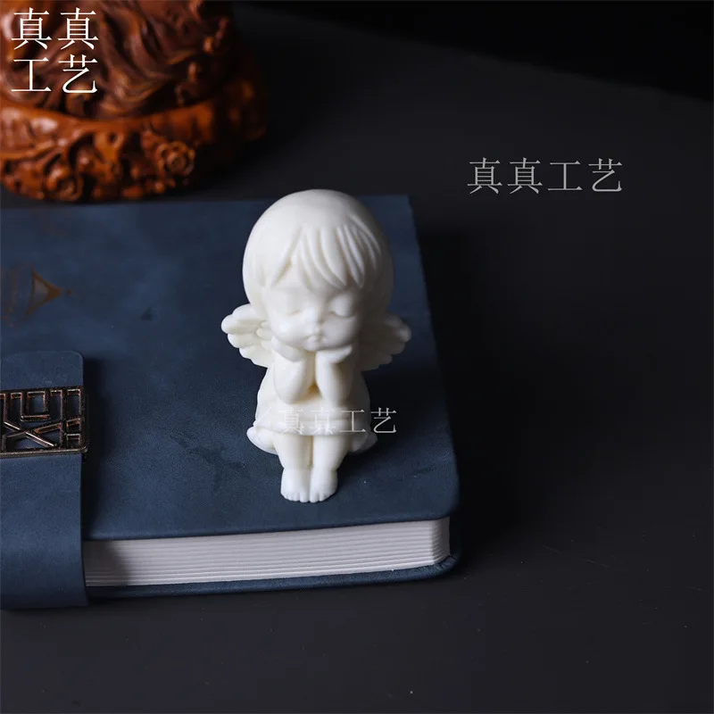 Ivory Nut Angel Little Girl Beauty Decoration Ingot Hand Pieces Tea Ornaments Fish Tank Decorative Crafts Mammoth Car Decoration