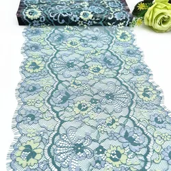 3y/Lot Width 22cm Lake Green Yellow Eyelash Lace Trim Skirt Hem Underwear Sewing Craft DIY Apparel Fabrics Sleeve Lace Lingerie