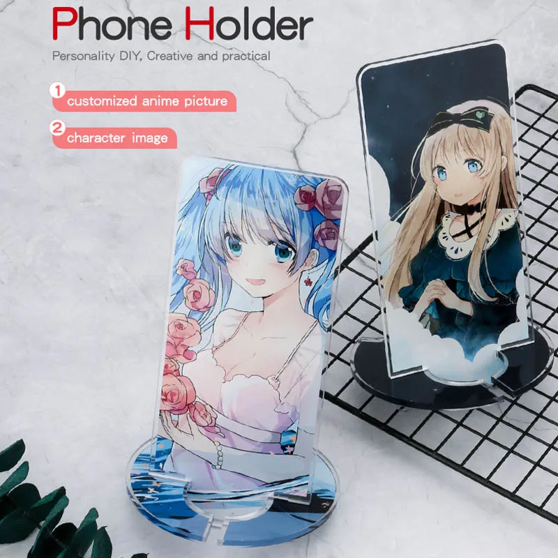 Custom Acrylic Phone Standee Anime Game Figure Clear Model Cartoon Plate Home Desk Decor Transparent Stand Sign For Fans Gifts