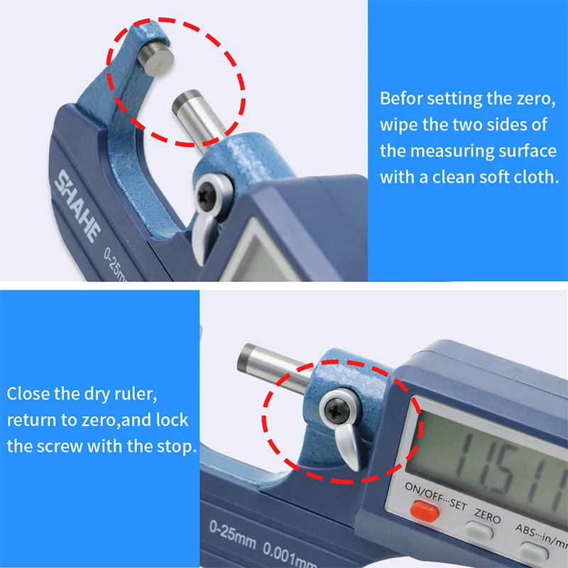 SHAHE 0.001mm Electronic Outside Micrometer 0-25mm Digital Micrometer Electronic Digital Caliper Gauge