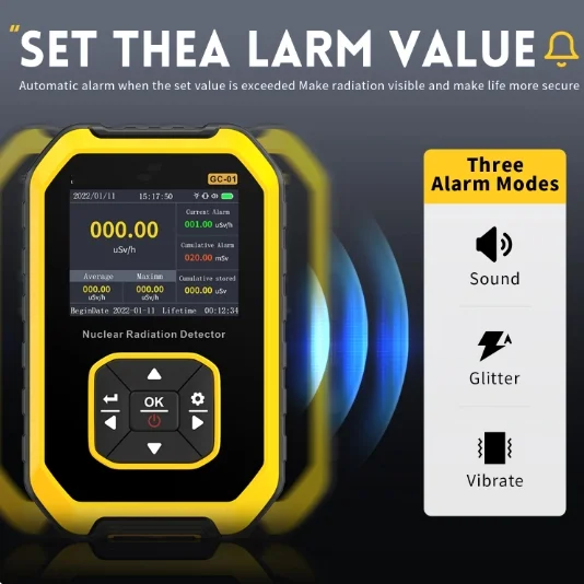 Geiger Counter Nuclear Radiation Detector Personal Dosimeter X-ray γ-ray β-ray Radioactivity Tester Marble Detector