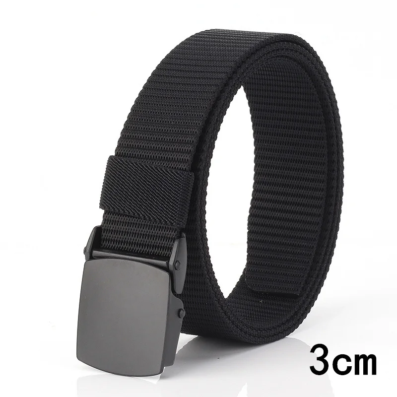 3cm Simple Canvas Leather Metal Alloy Buckle Quick Drying Nylon Waist Belt Trousers Belt Versatile Casual Waist Strap