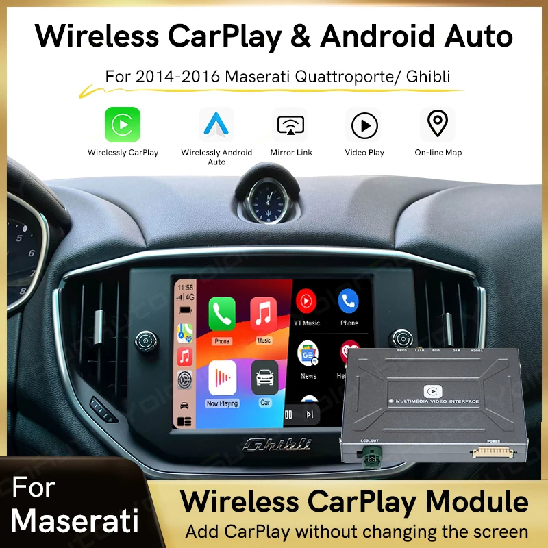 Kabelloses Carplay Android Auto Interface für Maserati Quattroporte Ghibli 2014-2016 Mirror-Link AirPlay Multimedia