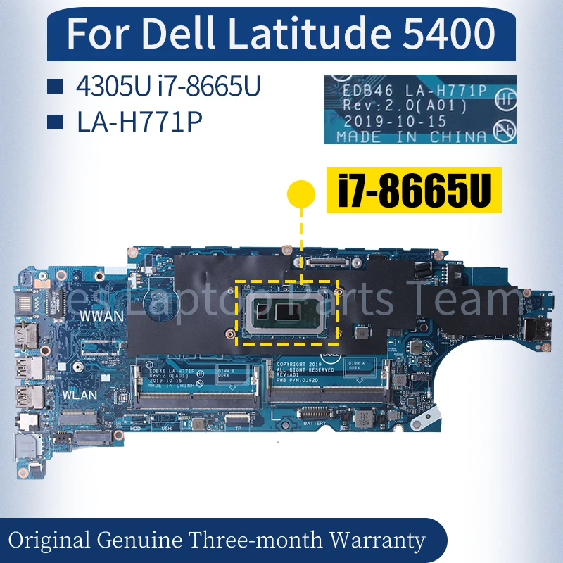 LA-H771P لأجهزة الكمبيوتر المحمول Dell Latitude 5400 00MDPF 0CXM83 4305U i7-8665U اللوحة الأم للكمبيوتر المحمول