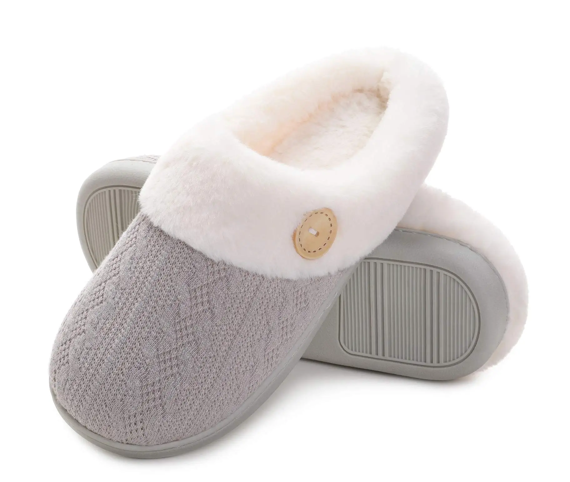 Aroll New Women's Fuzzy House Slippers Comfy Memory Foam Bedroom Slippers Warm Slip On Light Shoes Outdoor Indoor Faux Fur Lined