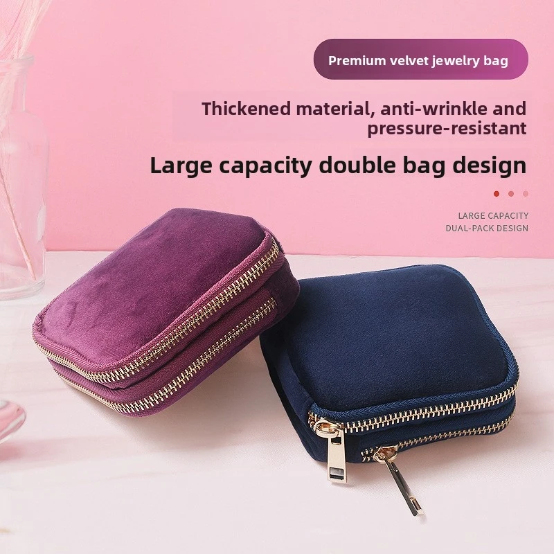 

Travel Organizer High-End Jewelry Velvet Large-Capacity Portable Jewelry Box Storage Bag Earrings Rings Necklaces Bracel Storage