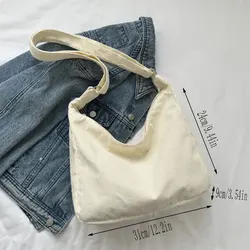 Large capacity corduroy bag Japanese commuter simple casual shoulder bag preppy bag one pack