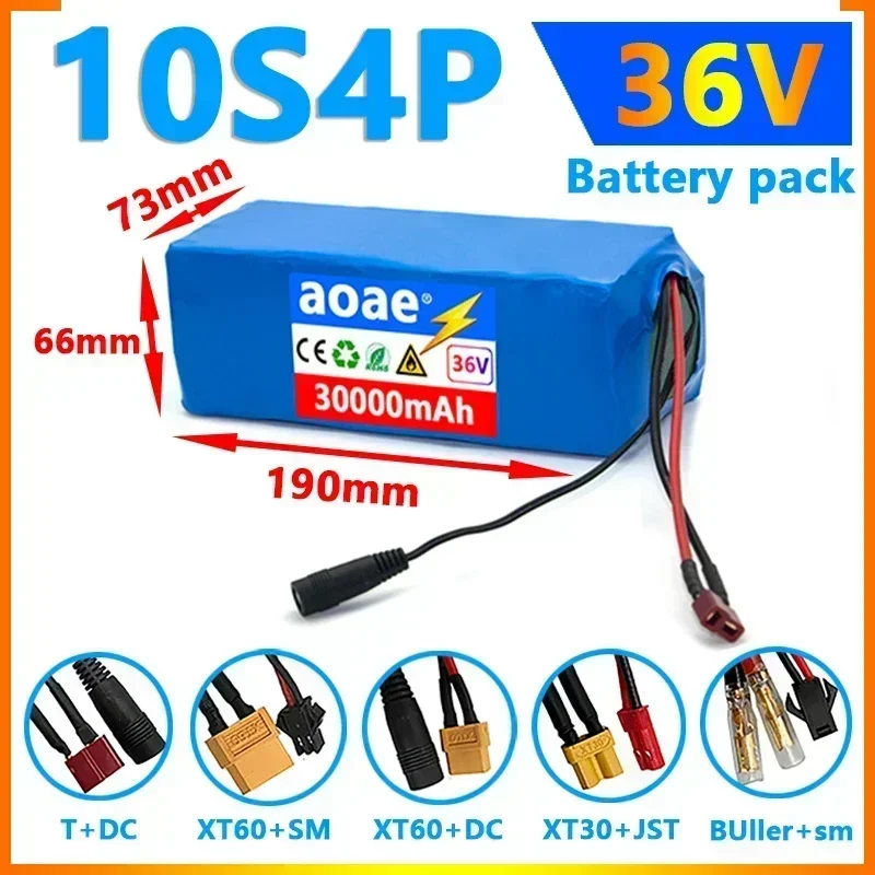 Power battery pack 36V 10s4p 30000mAh large capacity Ebike electric bicycle 18650 lithium battery pack，36V 18650 battery pack