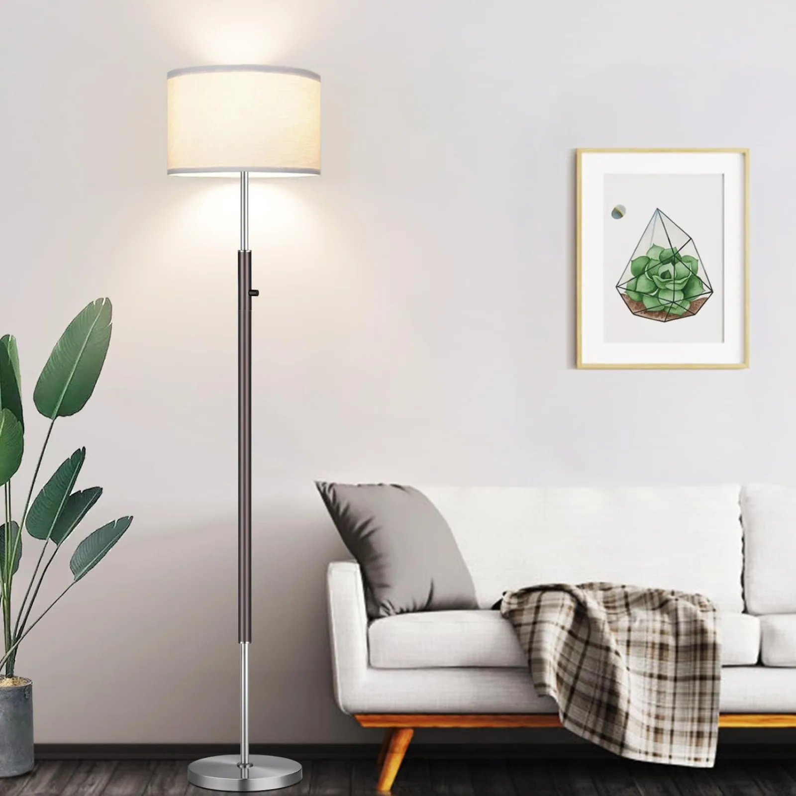 

US 【Upgraded】 Dimmable Floor Lamp for Living Room, 1100 Lumens LED Edison Bulb Included, Simple Standing