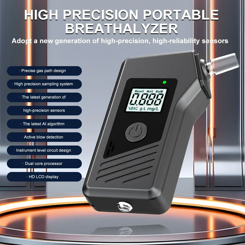 Alcohol Breathalyzer Tester with Digital LCD Display Grade Accuracy Personal Alcohol Tester for Home Use Drunk Driving Analyzer