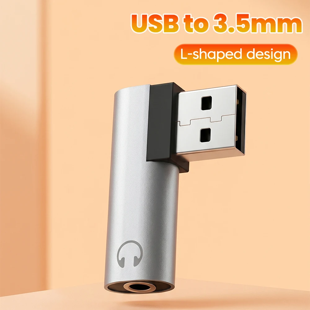 USB to 3.5mm Elbow-Shaped Audio Decoding Adapter Headphones for Listening to Music DAC Decoding Adapter Converts Audio Signals