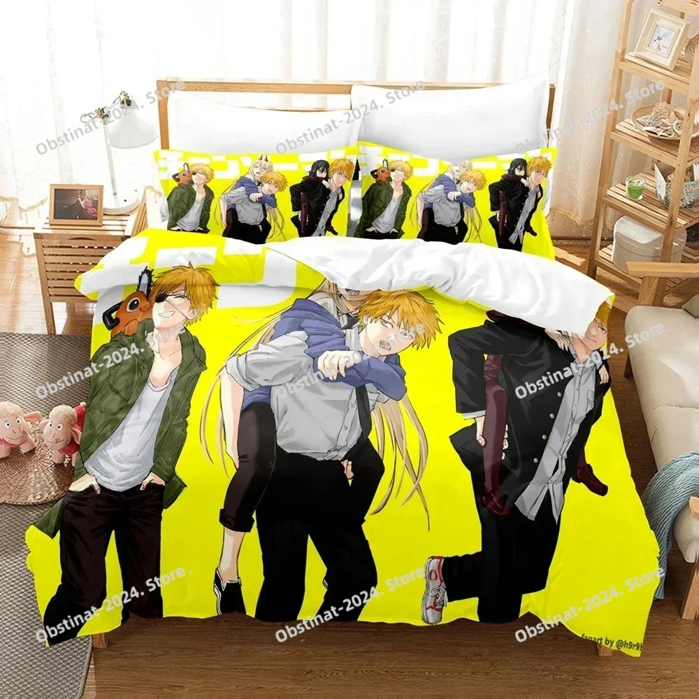 Chainsaw Man Bedding Set Duvet Cover Full Queen King Size Pillowcase Printed Bed Set Aldult Kid Bedroom Single Twin Home Textile