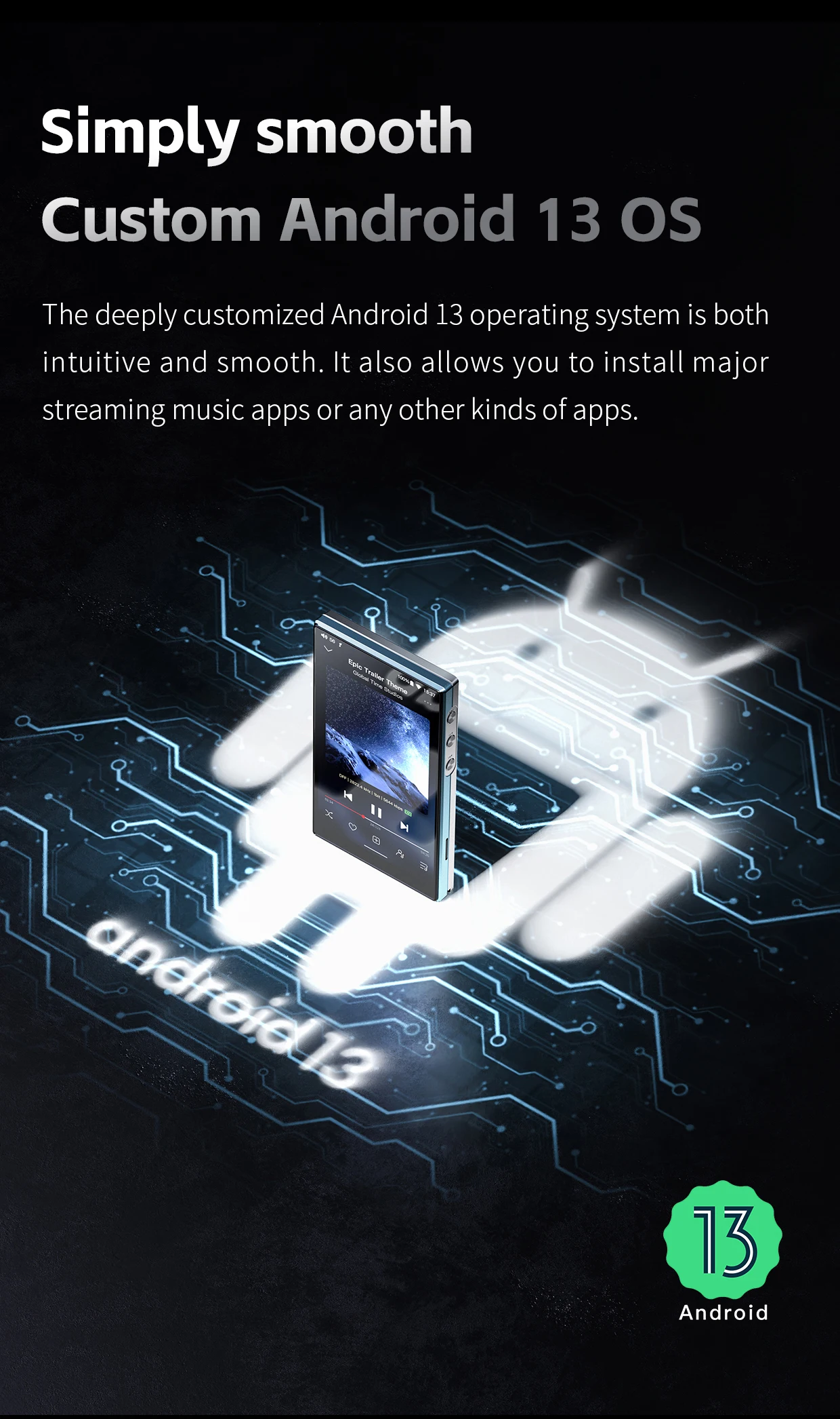 FiiO JM21(3+32GB) Android 13 Hi-Res Music Player MP3 with Snapdragon 680, Bluetooth WiFi USB DAC 12.5H Playtime