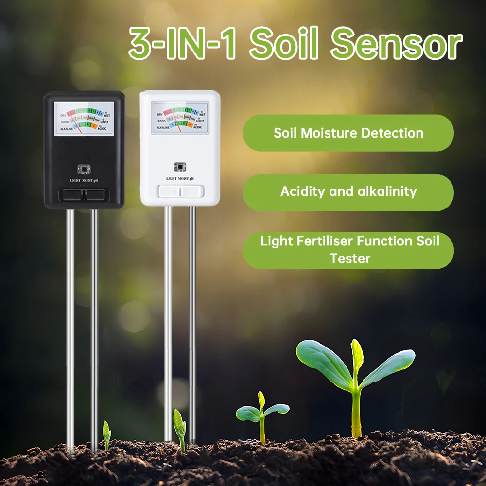 

3-in-1 Multifunctional Soil Tester Moisture/PH/Sunlight Meter for House Plants Hygrometer Sensor Analyzer Detector Monitor Tool