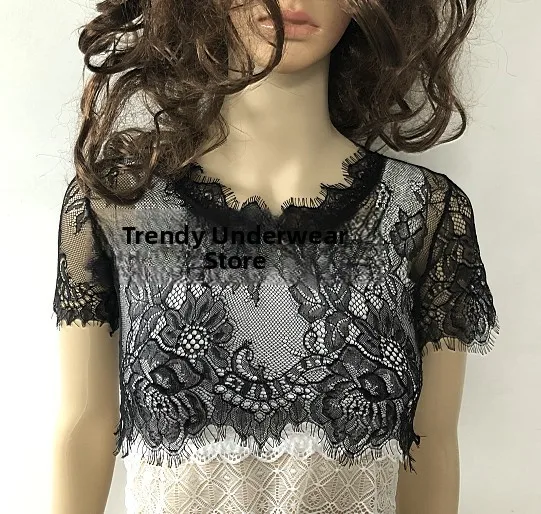 

Sexy Lace Crop Top Women's Summer Thin ort Sve round Ne T-irt Underwear Mascara irt Versatile Sle Single Piece