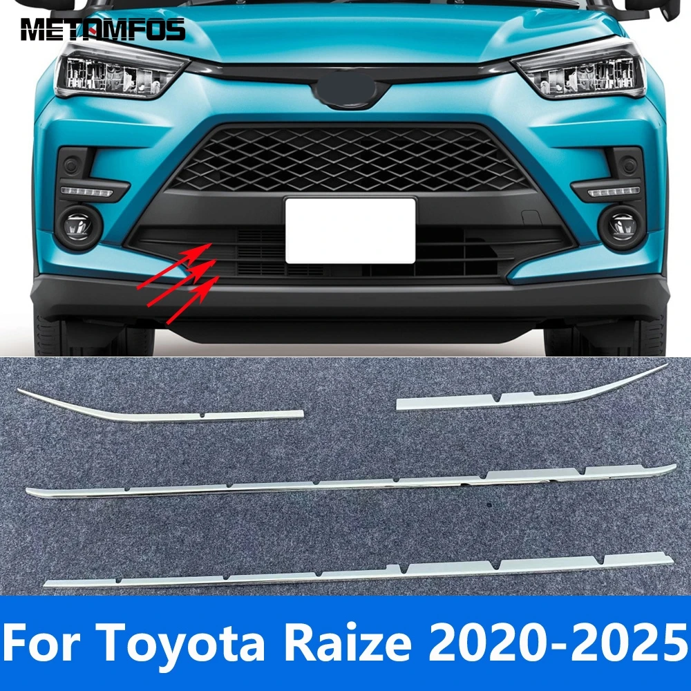

Car Accessories For Toyota Raize 2020-2023 2024 2025 Chrome Front Bumper Grille Racing Grill Mesh Grid Strip Cover Molding Trim