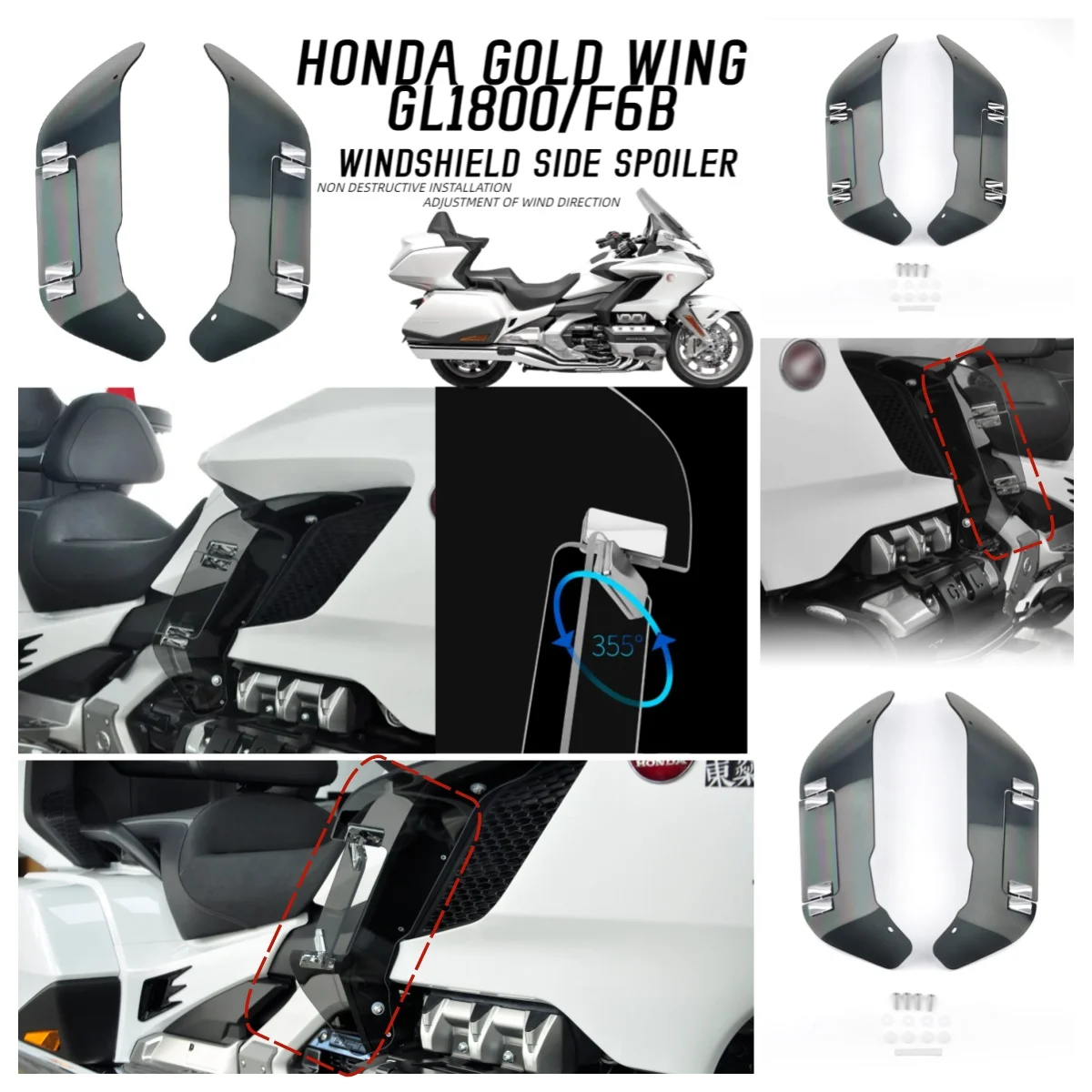 

Motorcycle Shell Spoiler For Honda Gold Wing GL1800 F6B Windshield Air Ventilation Side Spoiler Wing Air Deflector Wing Designer