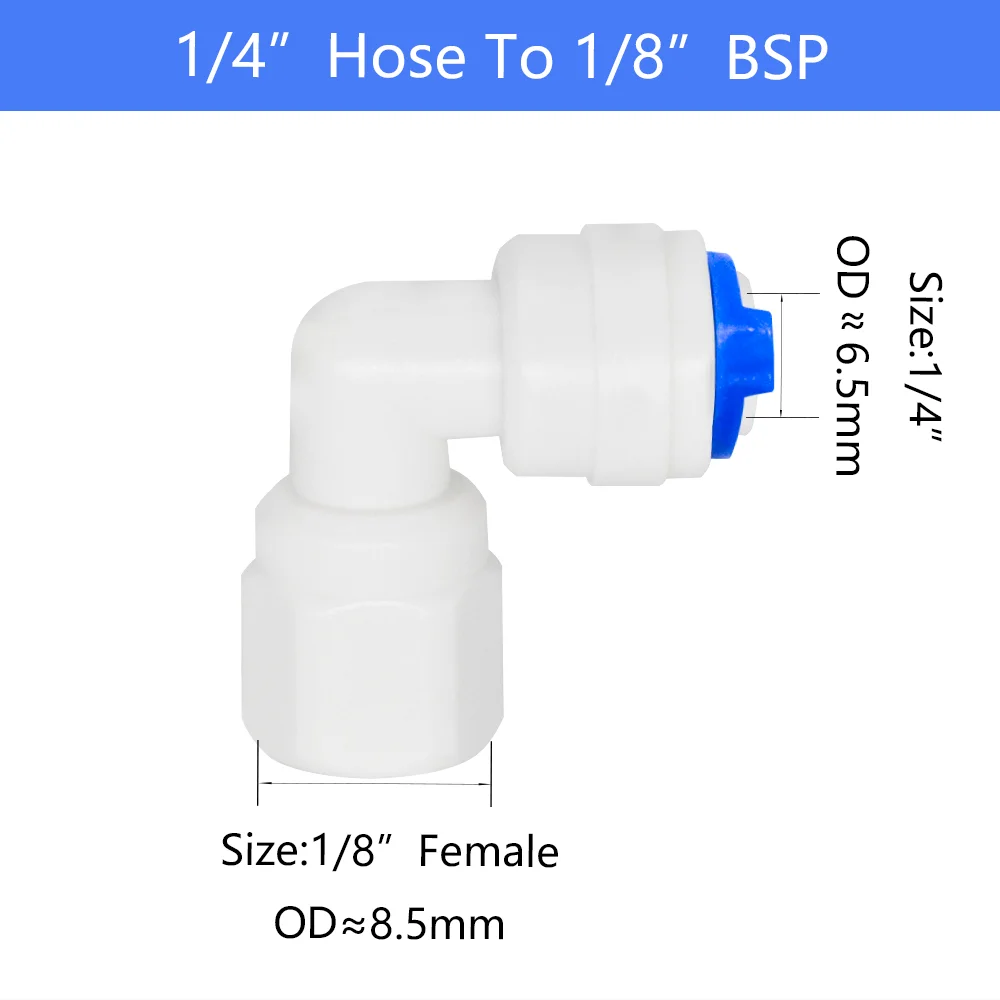 YQBS Elbow 90 degree RO Aquarium Accessories Quick Connector 1/8 1/4 3/8 1/2 3/4 BSP Female Thread Adapter  Combination Tube