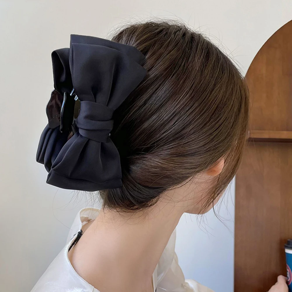 Pinza para el pelo con lazo grande para mujer, pasador de doble cara con lazo grande, pinza para el pelo de tiburón, horquilla para niña, accesorios