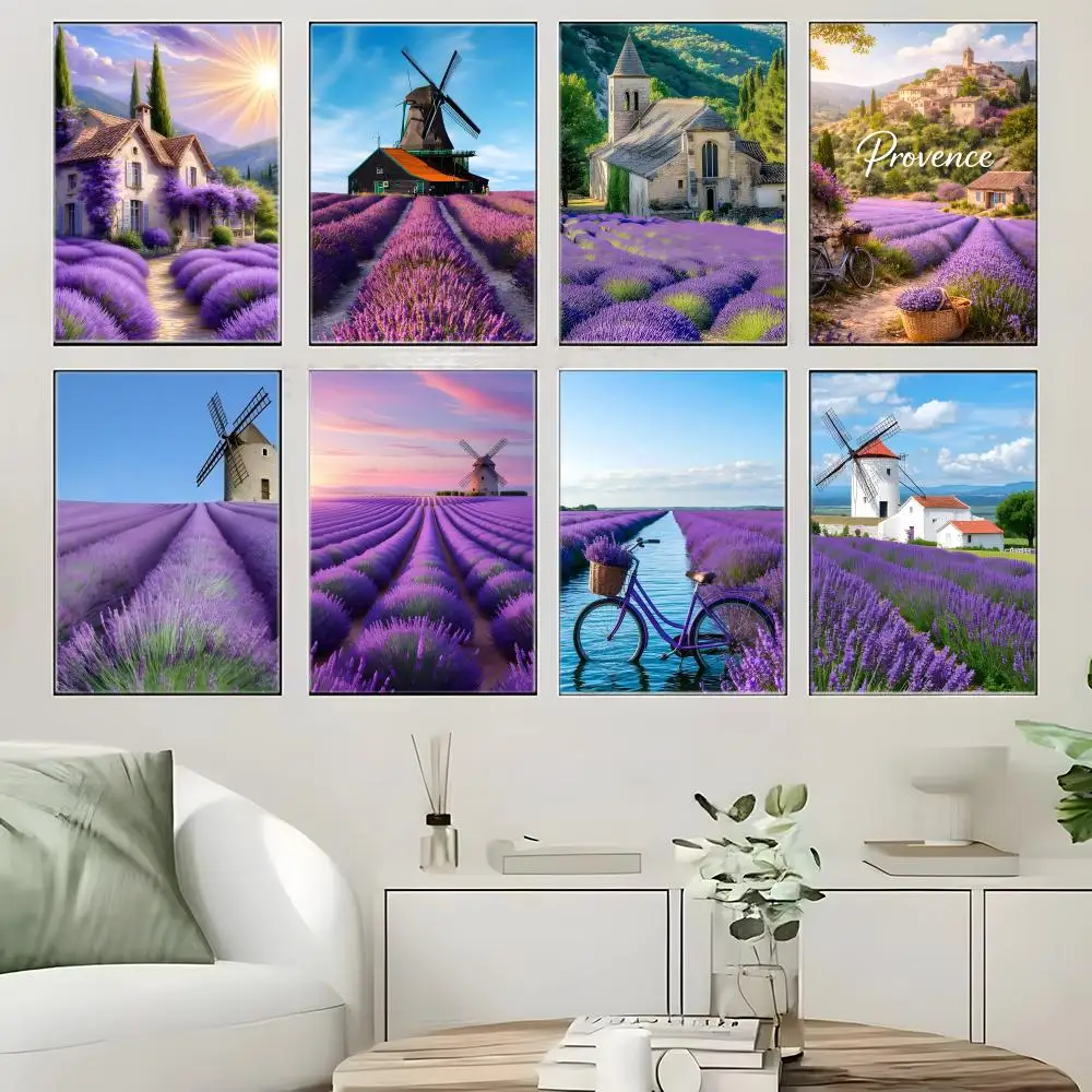 Purple Aesthetic Provence Lavender Spirits Poster  Self-adhesive Art Waterproof Paper Sticker Coffee House Bar Room Wall Decor