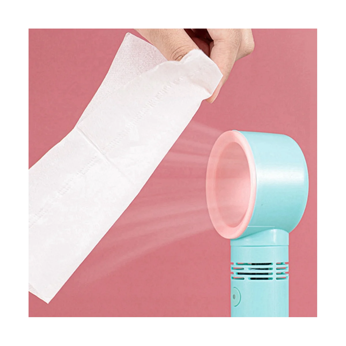 Mini ventilador de mão Bladesess e portátil, bateria pequena, recarregável, viagem, acampamento, quarto, mesa, branco