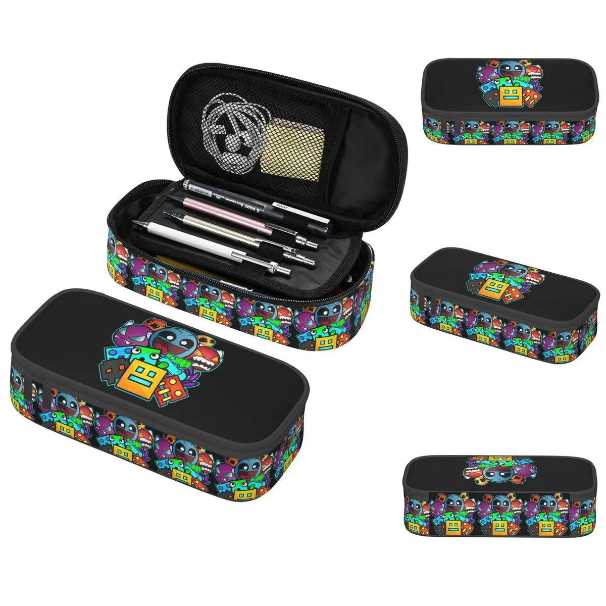 Geometry Dash Game Music Cute Geometric Pencil Case for Students School Pen Box Pencil Bag Stationery Supplies Pen Holder Bag