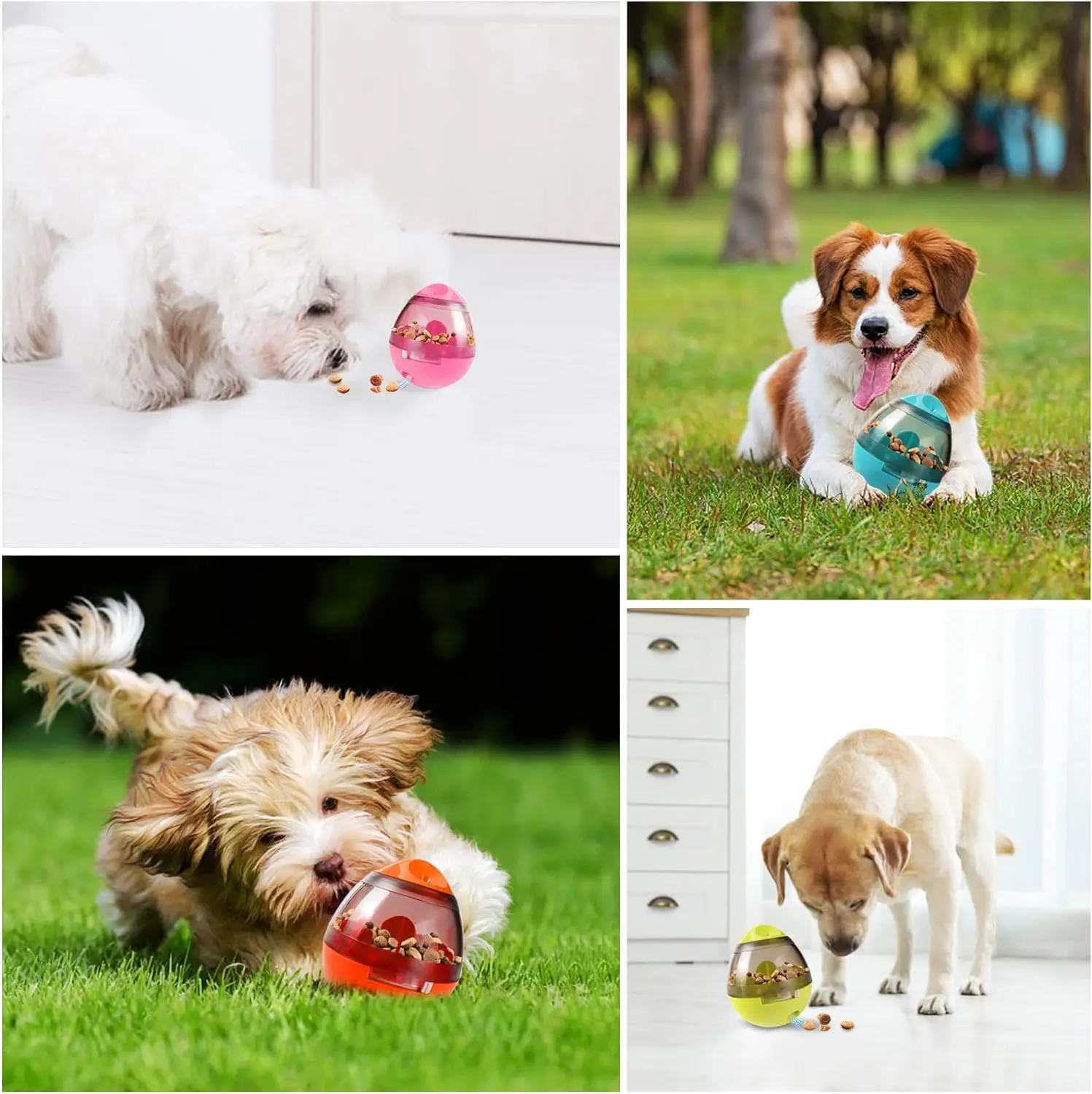 Dog Treat Ball, Adjustable Dog Treat Dispensing Dog Toys, Interactive Food Puzzles Ball for Dogs, Pet Slow Feeder Ball