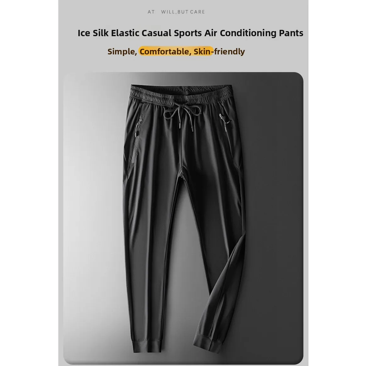 

Ice Silk Men's Casual Sports Pants Breathable Moisture ng Anti-Pilling Summer New Sle Long Faion Urban Leisure