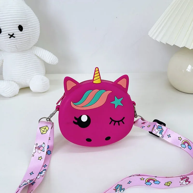 Silicone Unicorn Crossbody Coin Bag para criança, Lovely Shoulder Purses, Alça ajustável, Holiday Travel Pocket Pack, Crianças, Lovely