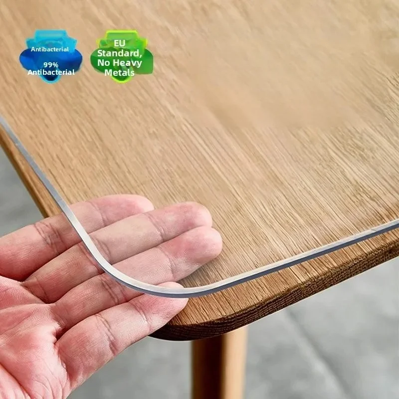 1pc Soft Glass PVC Transparent Dining Table Leave-in Waterproof, Oil-proof and Anti-scalding Table Plastic Desktop Non-slip Mat
