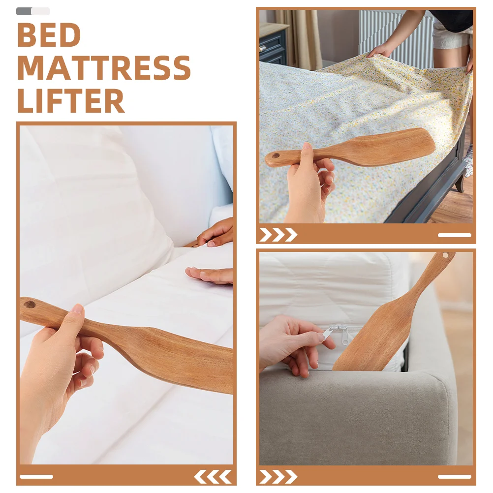 2 Pcs Bed Sheet Change Tool Mattress Lifter Riser Reusable Tucker Home Storage Clothes Pegs Wooden Handle Design Sheet Changer