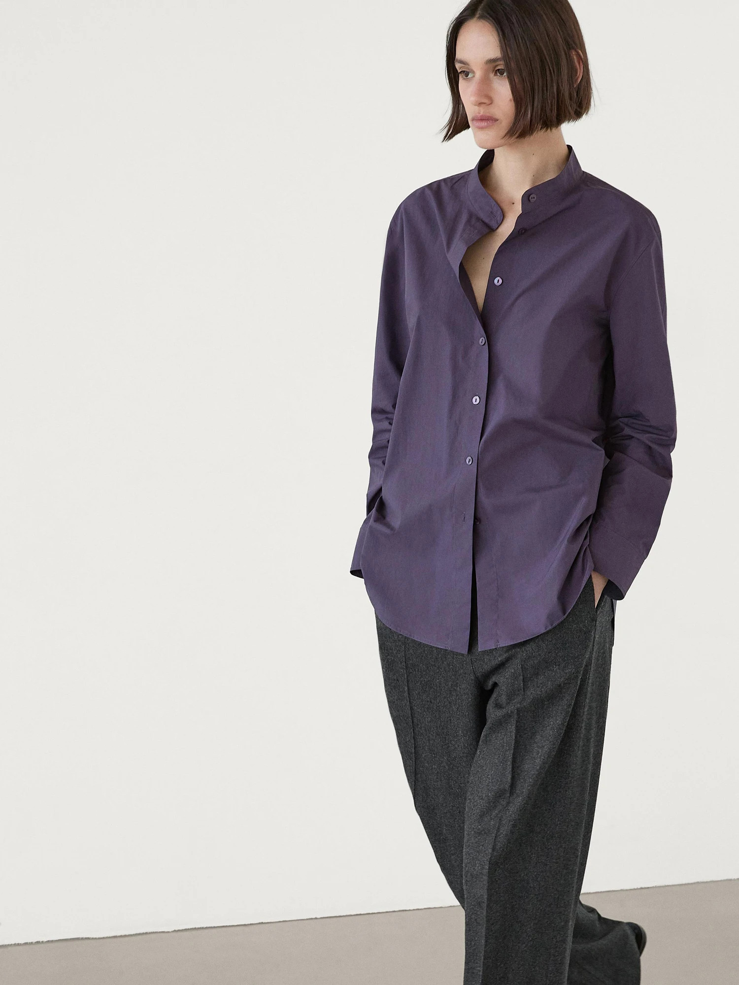 

Elegant Slimming Cotton Shantung Shirt Casual Mid-Length Simple Style Women's Fashion Spring Summer Straight Cut Long Sleeve ...