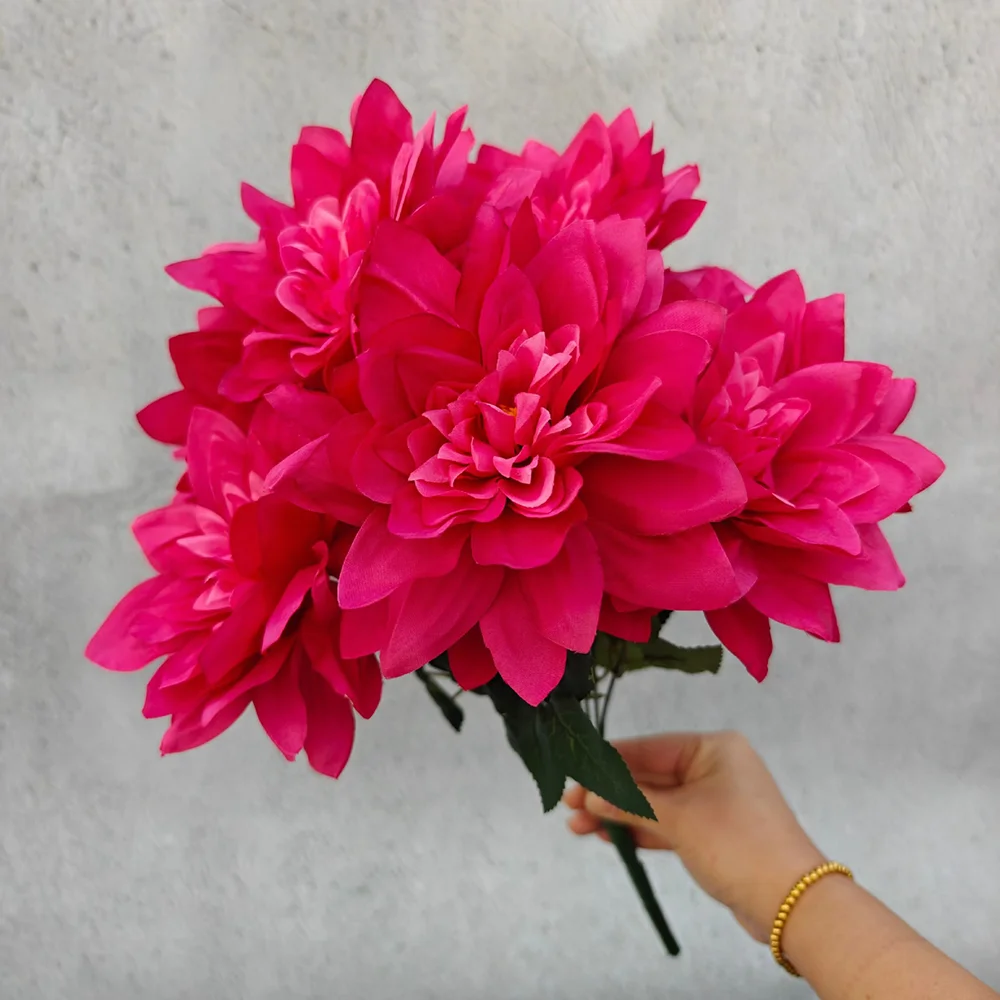 Künstliche Dahlie-Blumen mit 7 Köpfen – realistischer künstlicher Dahlienstrauß für Heimdekoration, Hochzeits-Mittelstücke, Party-Dekoration – Detail 7