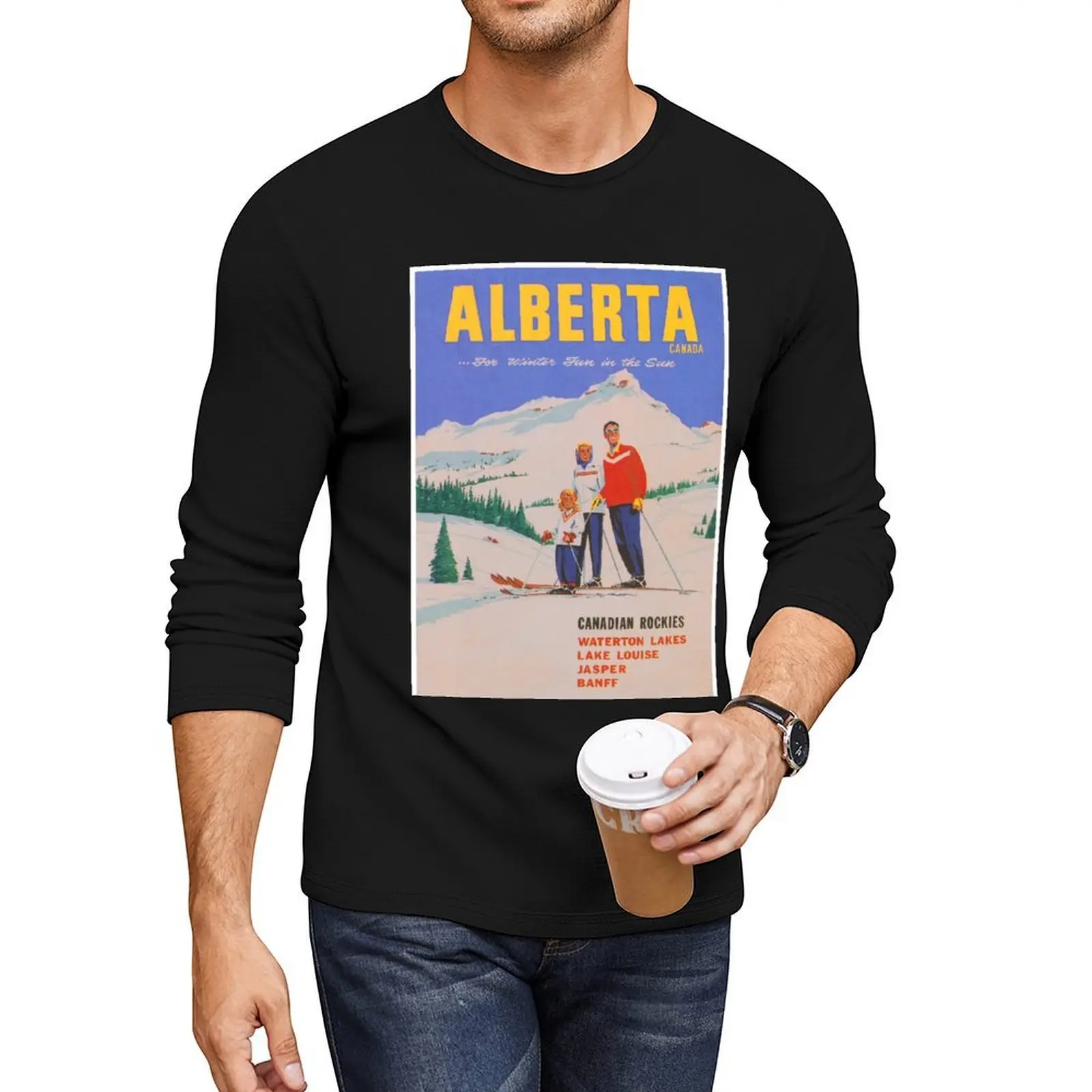 

Alberta Canada Retro Vintage Ski Poster Long T-Shirt cute clothes boys animal print shirt designer t shirt men