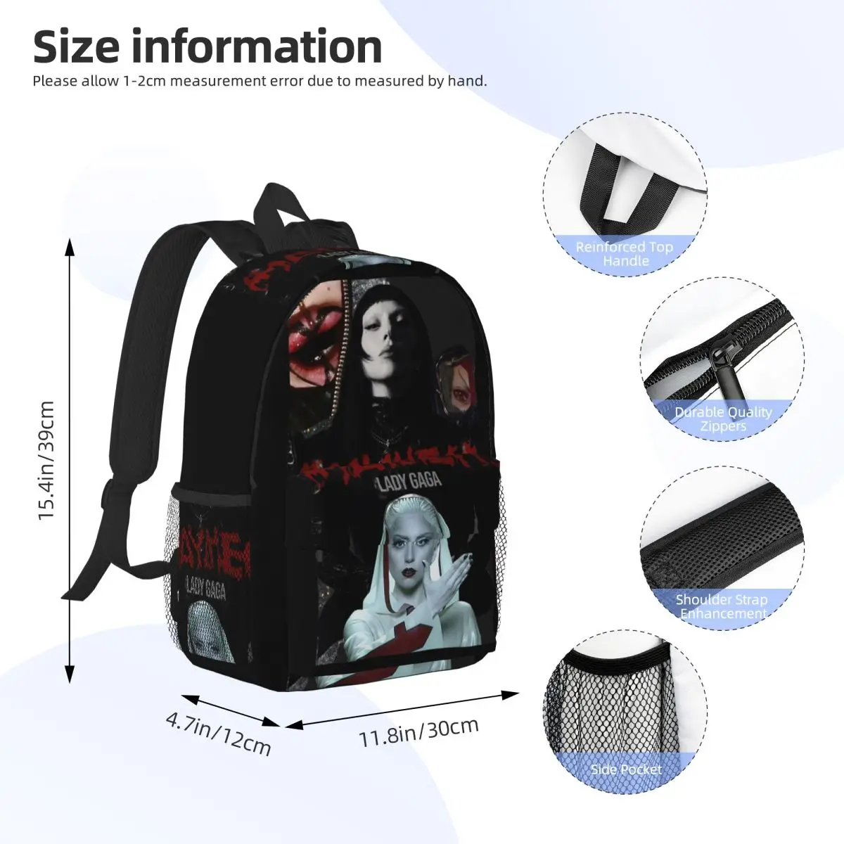 Lady Gaga Mayhem Album Backpack Student BookBag Children School Bag Computer Shoulder Bags for Boys Girls