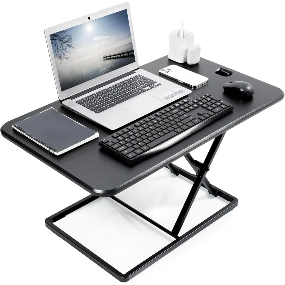 

Ultra-Slim 32 Inch Single Top Height Adjustable Standing Desk Riser, Compact Sit Stand Desktop Converter for Monitor or Laptop,