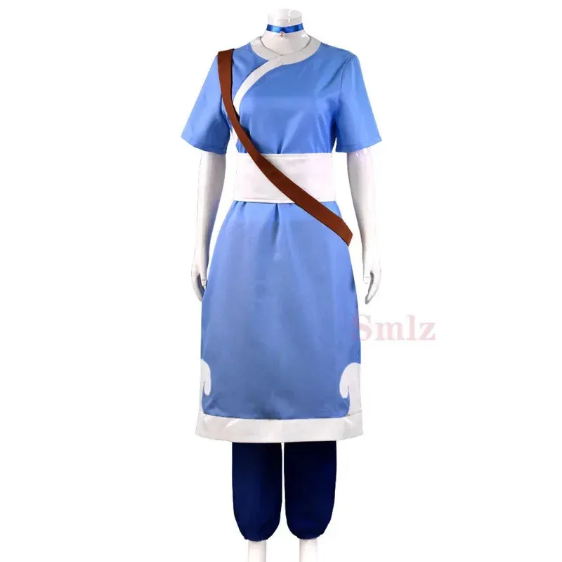 

Katara Cosplay Costume Anime Avatar the last Airbender Cosplay Costume Full Set Necklace Bag
