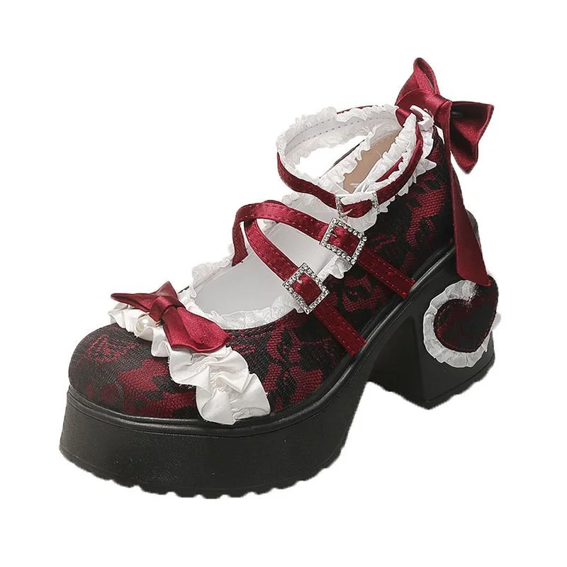 

Туфли Dark Lolita на платформе с каблуком 9 см, в стиле Мэри Джейн, британской школьной формы JK, в стиле принцессы, гранж, милые, нежные, для косплея