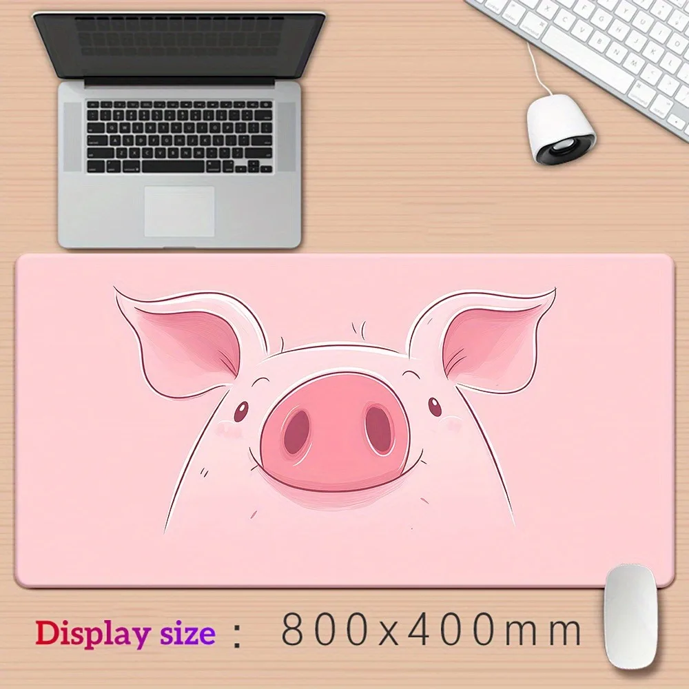 Pink Pig Black White Red Background Mouse Pad, Waterproof Anti-Slip Natural Rubber Office Gamer Desk Mat