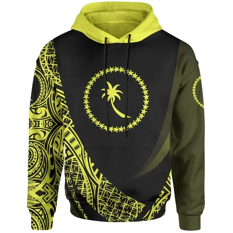 

3D Hooded Shirt Chuuk State Coat Of Arms Polynesian Tattoo Lapu Lapu Sun Tribal Fashion Casual Sweatshirts for Men Pullovers