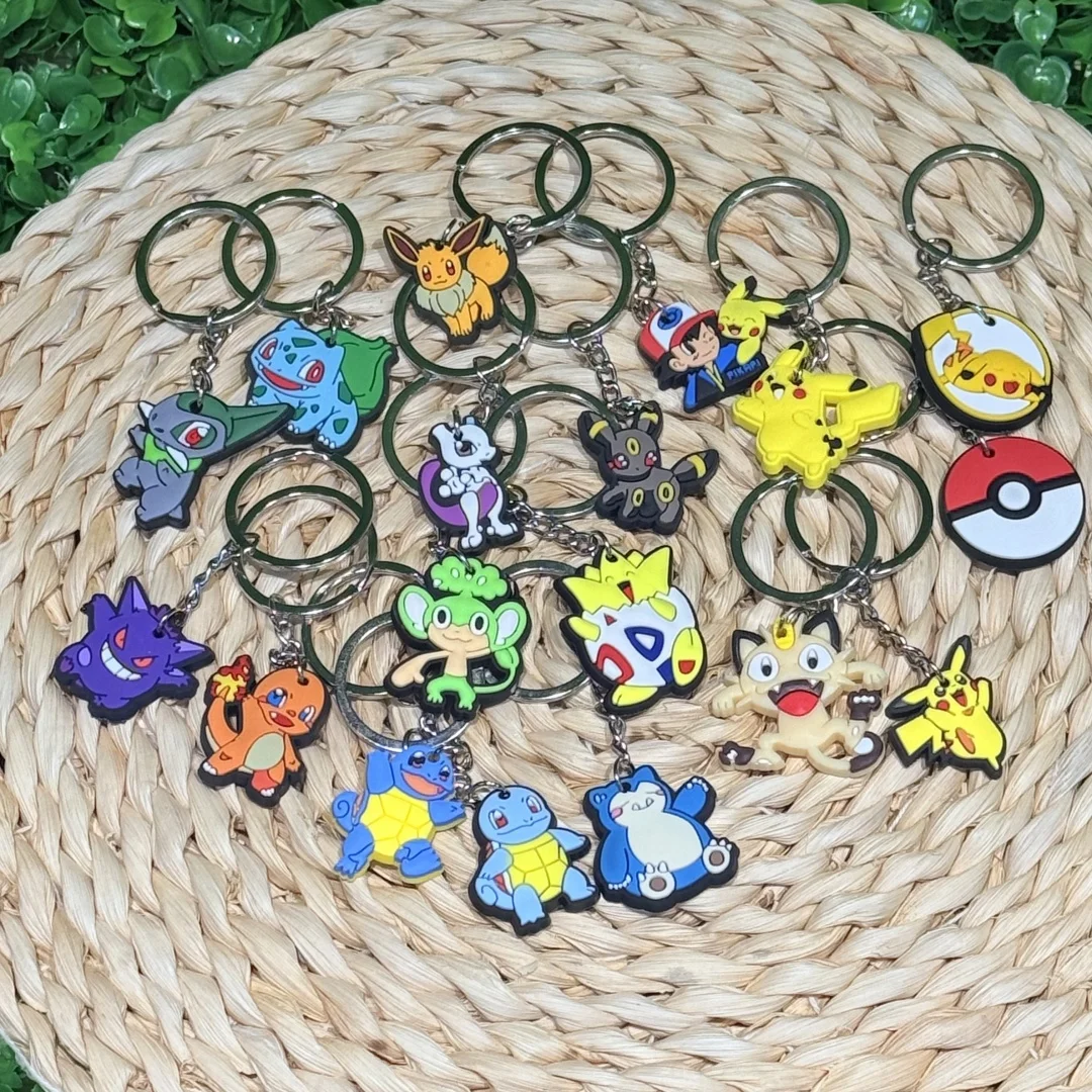 1-18 قطعة الكرتون Miniso بيكاتشو بولي كلوريد الفينيل لينة المفاتيح حلية قلادة لمفتاح التحكم مفتاح فوب القرطاسية المدرسية عطلة الحاضر #4